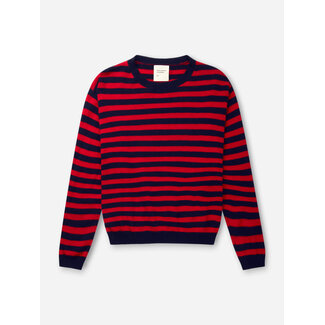 PEOPLE'S REPUBLIC OF CASHMERE WOMEN'S BOXY O-NECK NAVY BRIGHT RED