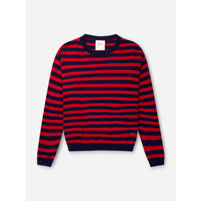 PEOPLE'S REPUBLIC OF CASHMERE WOMEN'S BOXY O-NECK NAVY BRIGHT RED