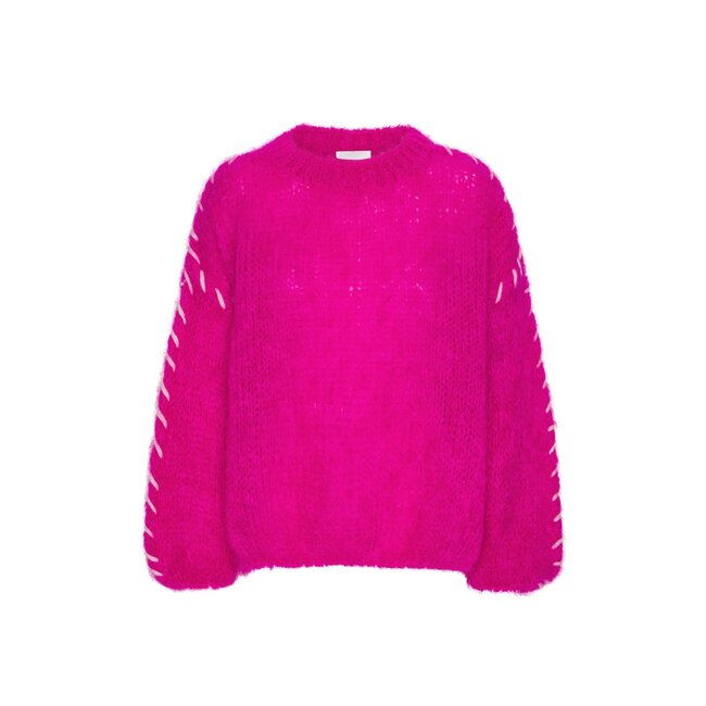 American Dreams CATIA MOHAIR STITCH PULLOVER NEON PINK