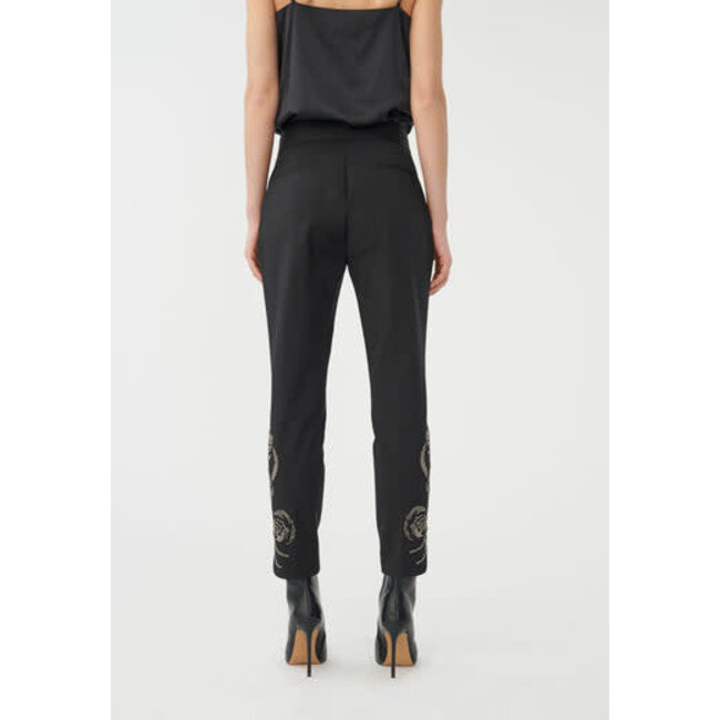 Dea Kudibal MALAYA TROUSERS WITH EMBROIDERY BLACK