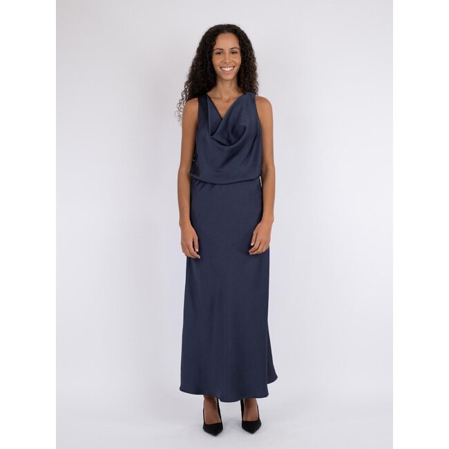 Neo Noir VICKY HEAVY SATEEN SKIRT MIDNIGHT BLUE