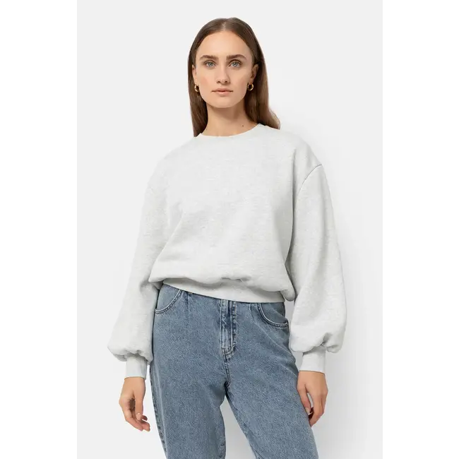 Ame antwerp CLEMENCE MARLED GREY SWEATSHIRT WITH PUFF SLEEVES