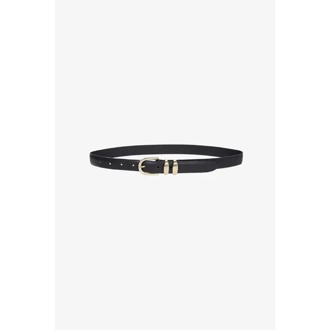 Ame antwerp LEON BLACK LEATHER 2.5CM BELT WITH GOLD BUCKLE