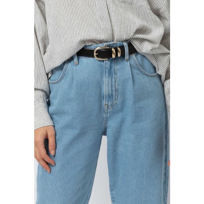 Ame antwerp LEON BLACK LEATHER 2.5CM BELT WITH GOLD BUCKLE