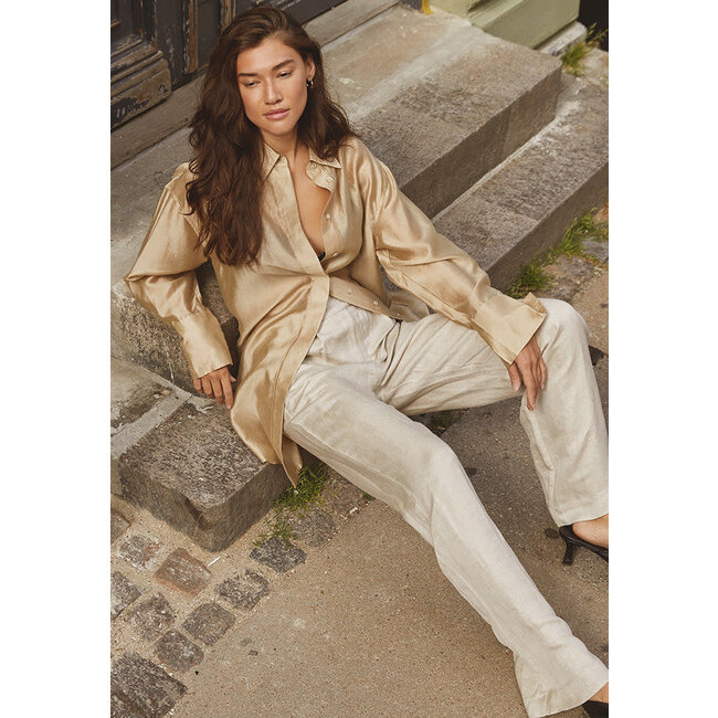 Minus MSAUGUSTE LINEN PANTS 2 NOMAD SAND MELANGE