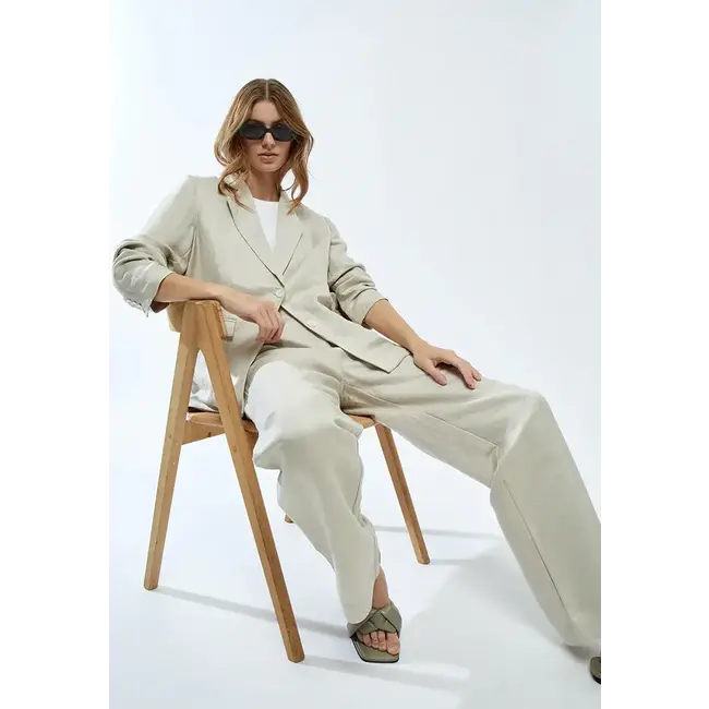 Minus MSAUGUSTE LINEN PANTS 2 NOMAD SAND MELANGE