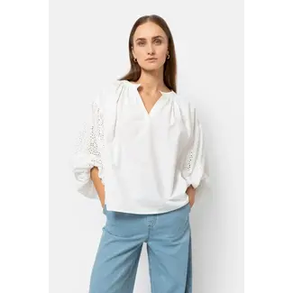 Ame antwerp ISLANDE WHITE POPLIN TOP WITH EMBROIDERY