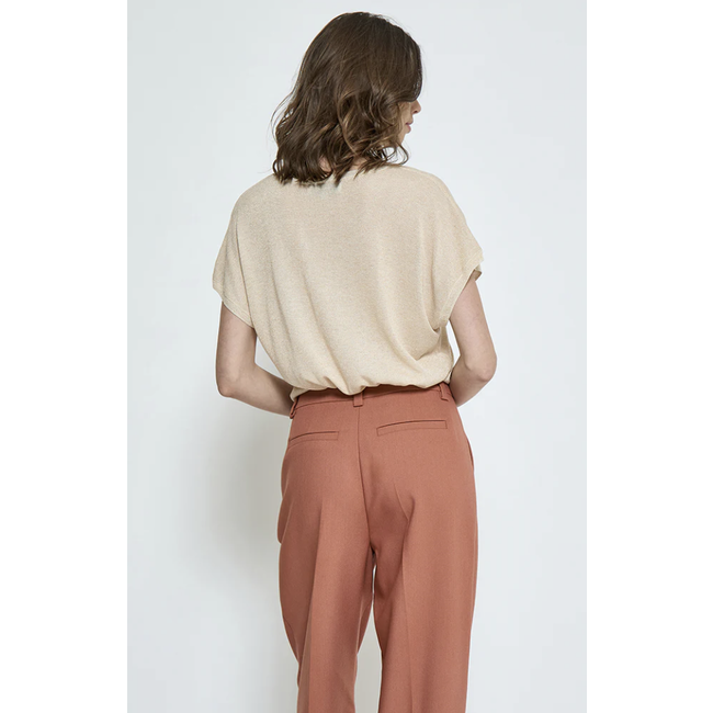 Minus MSCARLINA BATSLEEVE KNIT TEE MEDAL GOLD METALLIC