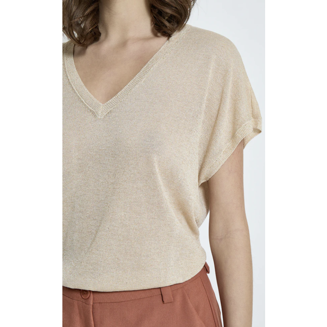 Minus MSCARLINA BATSLEEVE KNIT TEE MEDAL GOLD METALLIC