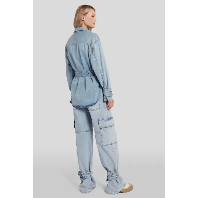 7 FOR ALL MANKIND BELTED OVERSHIRT UNWIND LIGHT BLUE