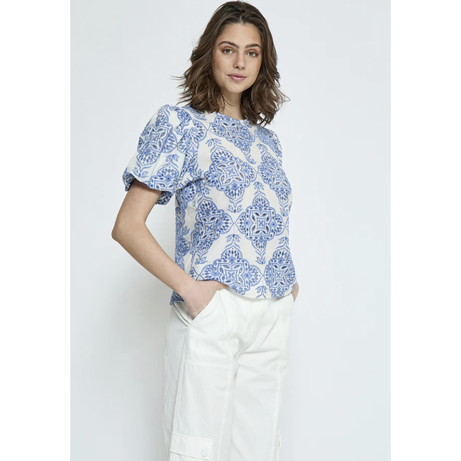 Minus MSALINA BLOUSE VISTA BLUE EMB.