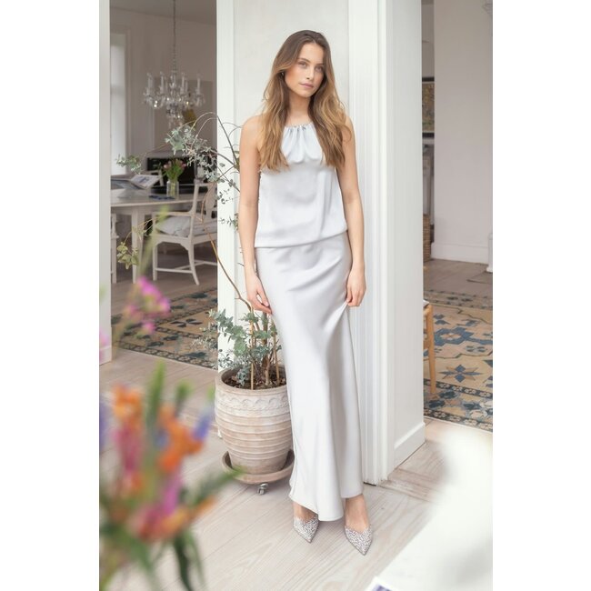 Neo Noir VICKY HEAVY SATEEN SKIRT SILVER