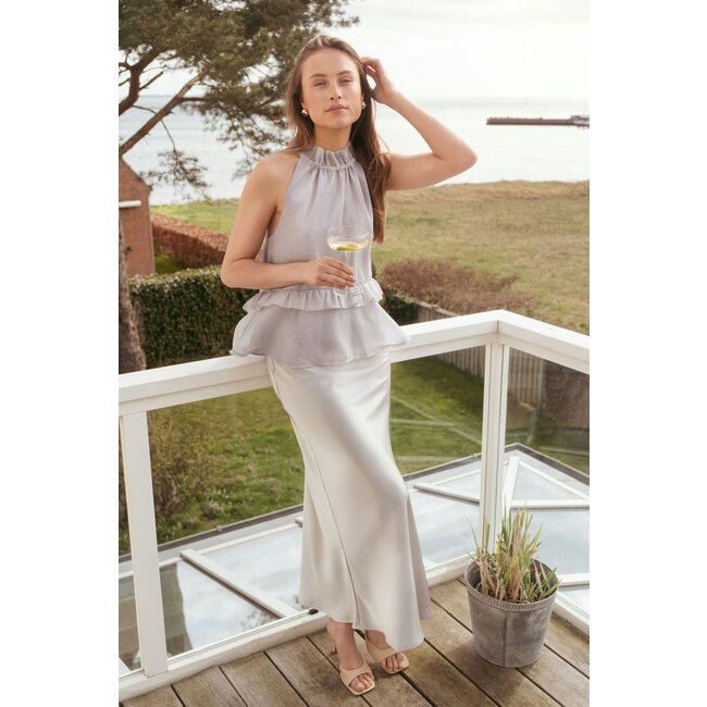 Neo Noir VICKY HEAVY SATEEN SKIRT SILVER