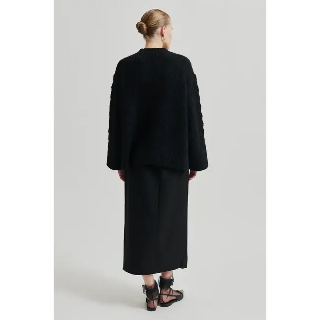 Second Female DIAM KNIT O-NECK BLACK