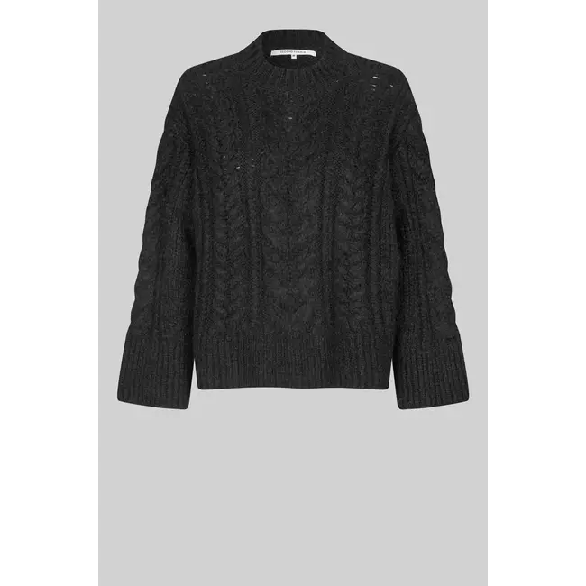Second Female DIAM KNIT O-NECK BLACK