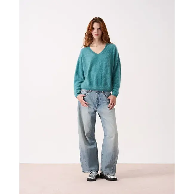 Absolut Cashmere PULL COL V ML LARGE SLATE