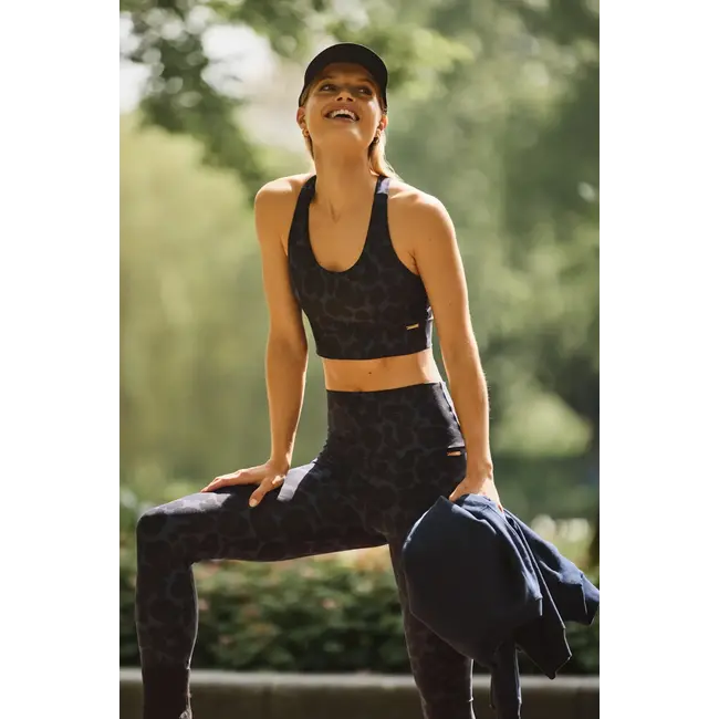 Deblon Sports CLASSIC LEGGINGS H. W. LEOPARD NAVY