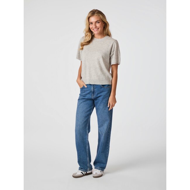 Neo Noir MISSY KNIT TEE LIGHT GREY MEL.