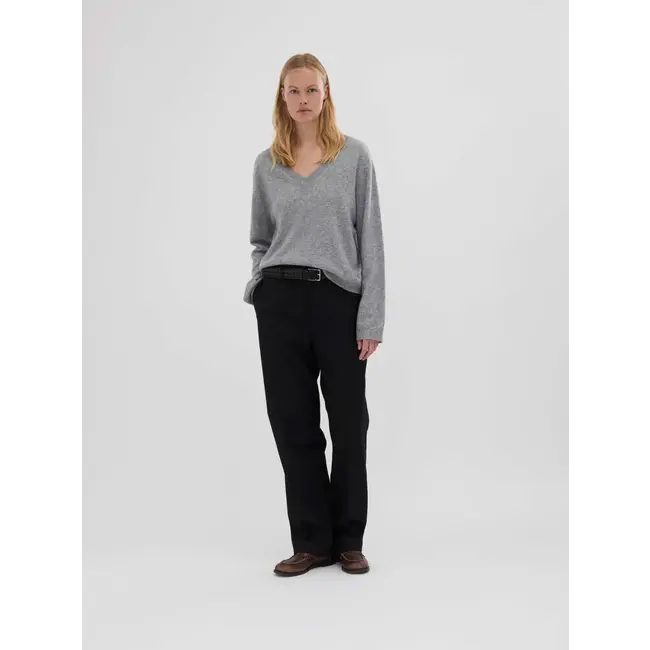 PEOPLE'S REPUBLIC OF CASHMERE WOMEN'S OVERSIZED V-NECK HEATHER GREY