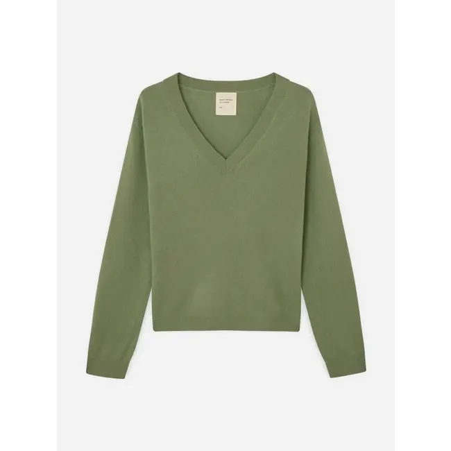 PEOPLE'S REPUBLIC OF CASHMERE WOMEN'S OVERSIZED V-NECK HEATHER KHAKI