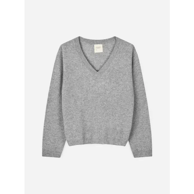 PEOPLE'S REPUBLIC OF CASHMERE WOMEN'S OVERSIZED V-NECK HEATHER GREY