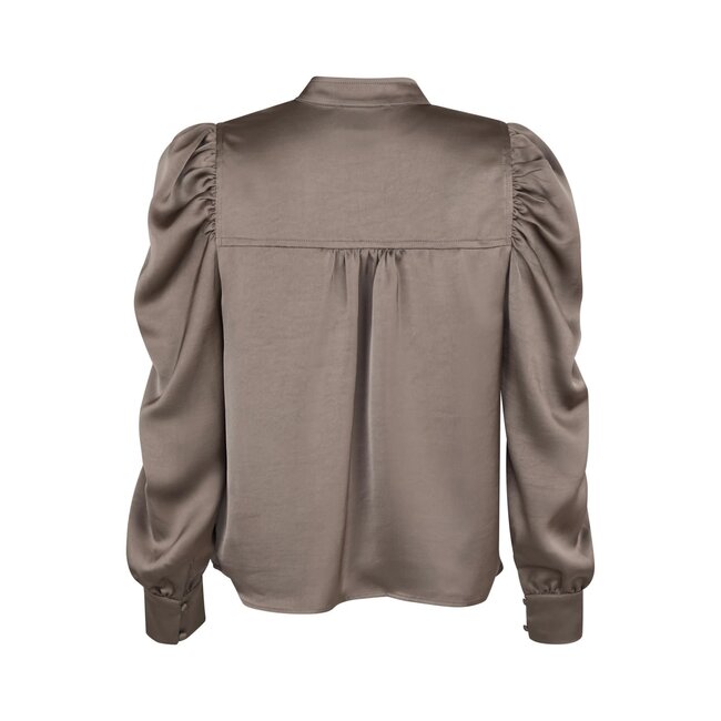 Neo Noir ROSSLYN HEAVY SATEEN BLOUSE WARM GREY