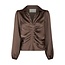 Neo Noir MILLE HEAVY SATEEN BLOUSE DARK BROWN