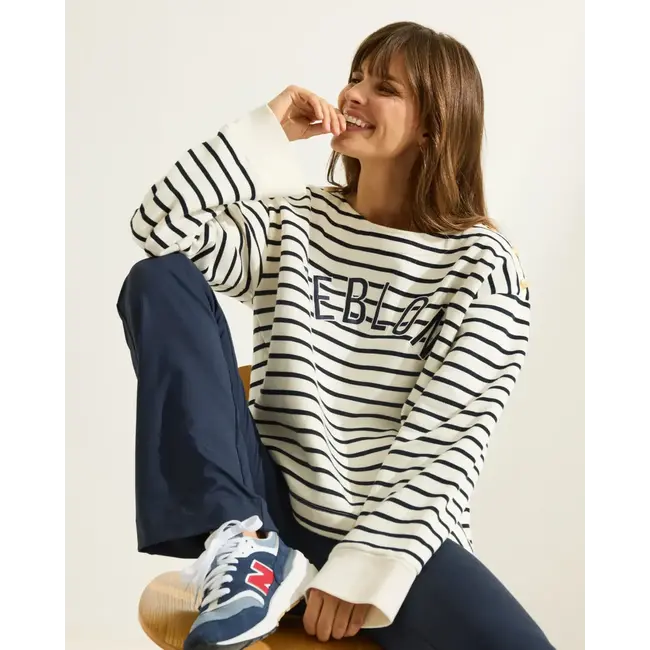 Deblon Sports LETITIA STRIPED SWEATER PEARL NAVY