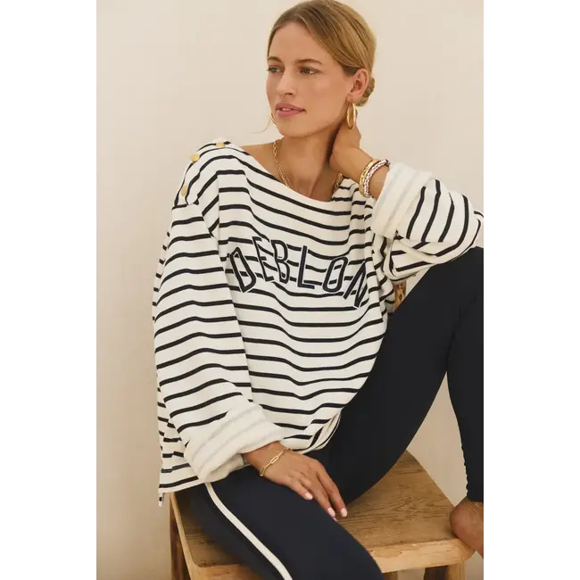 Deblon Sports LETITIA STRIPED SWEATER PEARL NAVY