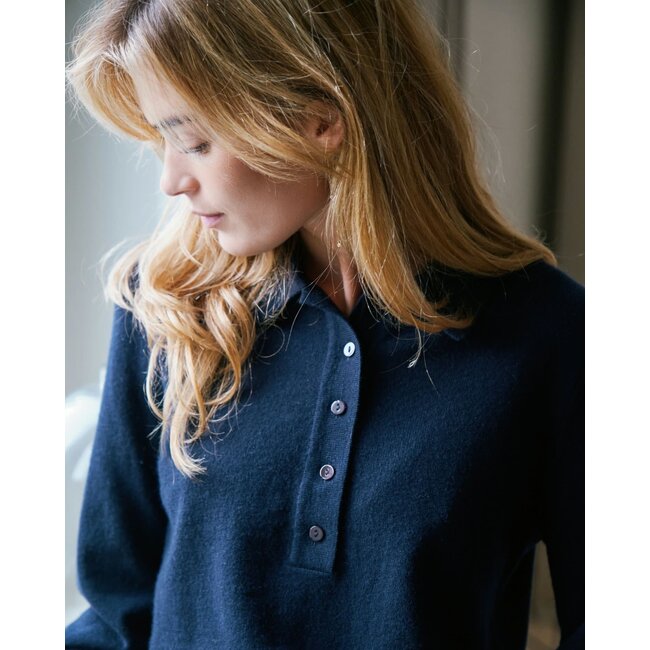 Neo Noir GENEA KNIT POLO BLOUSE NAVY