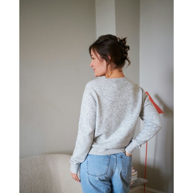 Neo Noir DINA SOFT KNIT BLOUSE LIGHT GREY