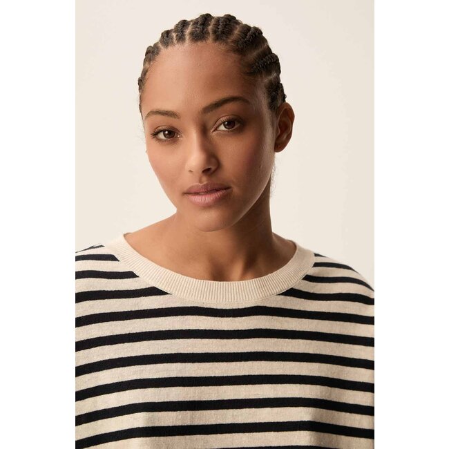 DES PETITS HAUTS ALEXIA CREME MARINE PULL