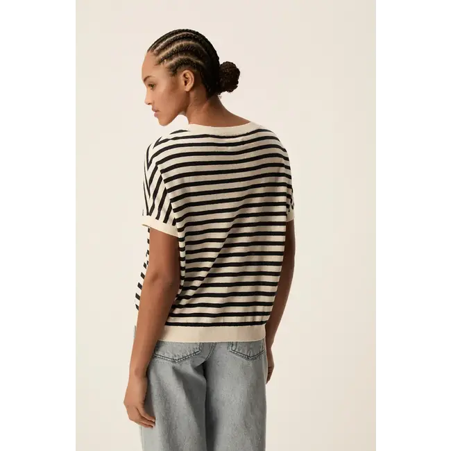 DES PETITS HAUTS ALEXIA CREME MARINE PULL