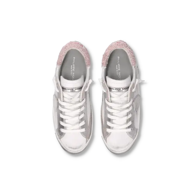 Philippe Model Paris PRSX LOW WOMAN VEAU EPONGE BLANC ROSE