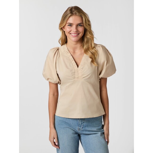 Neo Noir IRINA POPLIN BLOUSE DARK SAND