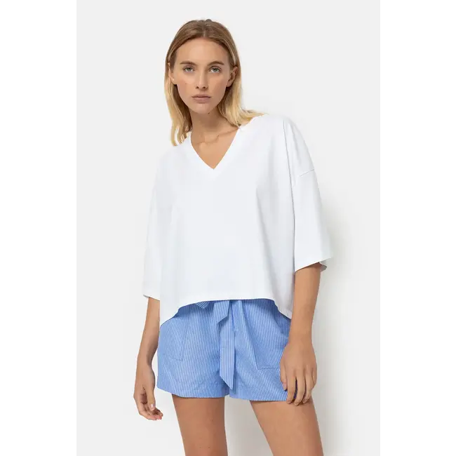 Ame antwerp LISON WHITE BOXY T-SHIRT WITH V