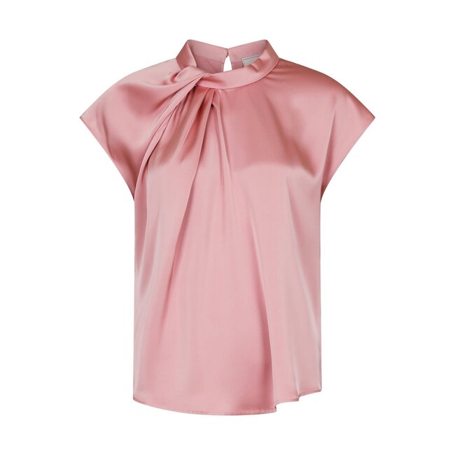 Neo Noir FLEUR DRAPY SATIN BLOUSE LIGHT PINK