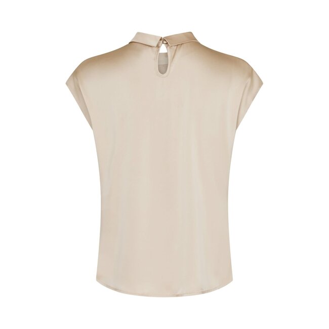 Neo Noir FLEUR DRAPY SATIN BLOUSE DARK SAND