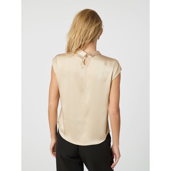 Neo Noir FLEUR DRAPY SATIN BLOUSE DARK SAND