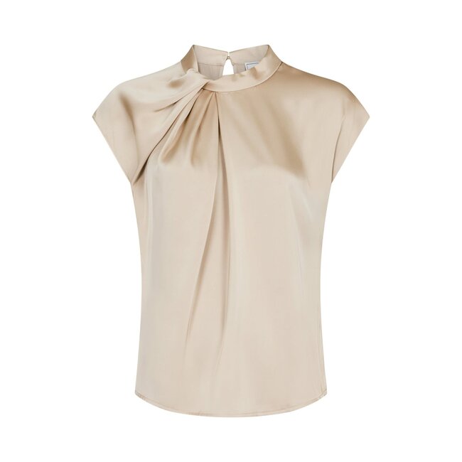 Neo Noir FLEUR DRAPY SATIN BLOUSE DARK SAND