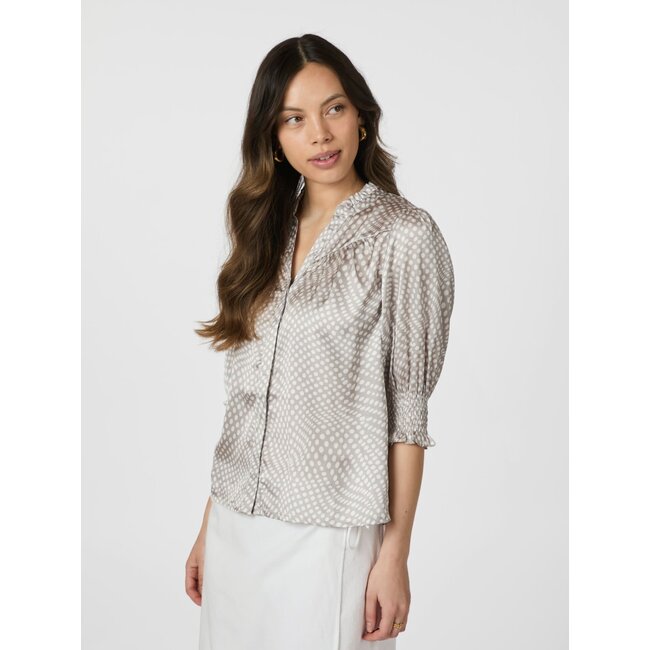 Neo Noir DIANA VIBRANT DOT BLOUSE LIGHT TAUPE