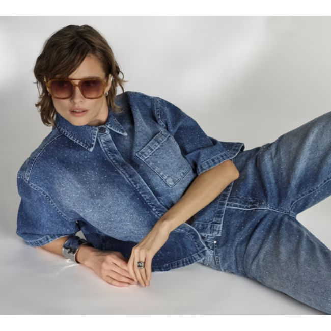 Dante 6 DAISY RHINESTONE DENIM SHIRT 4700