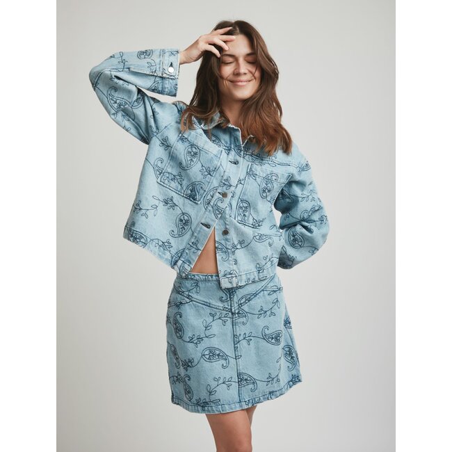 Neo Noir GABANI DENIM SKIRT BLUE