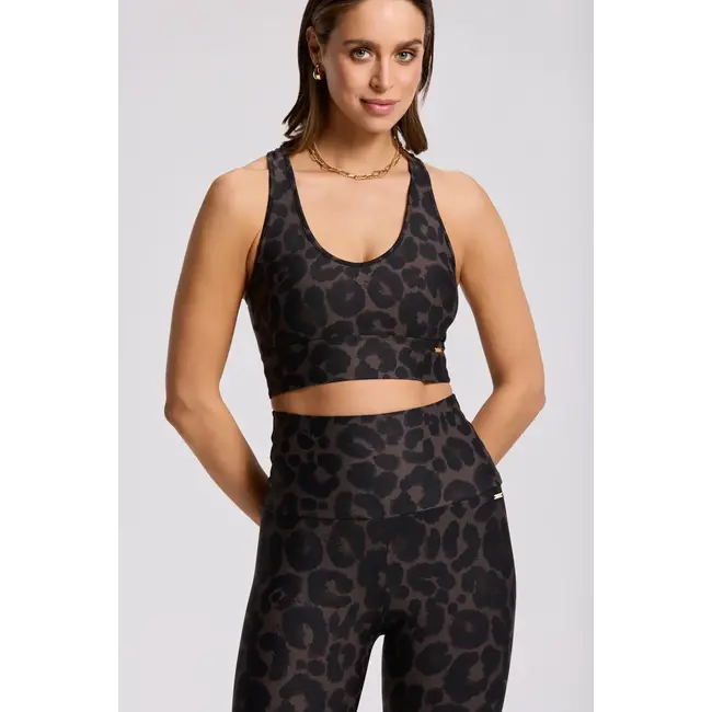 Deblon Sports CLASSIC LEGGINGS HIGH WAISTBAND LEOPARD CACAO