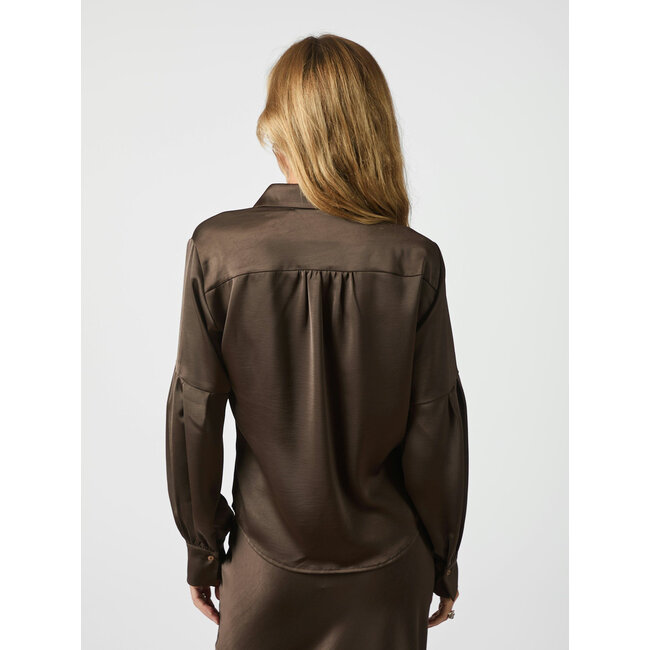 Neo Noir NAJA SATIN SHIRT DARK BROWN