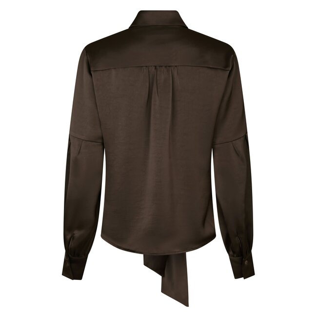 Neo Noir NAJA SATIN SHIRT DARK BROWN