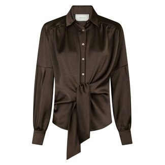Neo Noir NAJA SATIN SHIRT DARK BROWN
