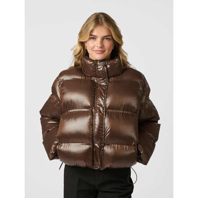 Neo Noir RHEA SHINY PUFFER JACKET DARK BROWN