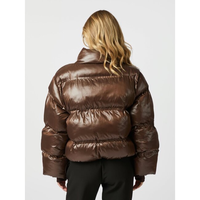 Neo Noir RHEA SHINY PUFFER JACKET DARK BROWN