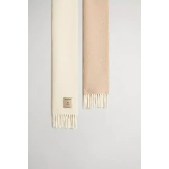 WOOLRICH COLOR BLOCK WOOL SCARF OXFORD TAN